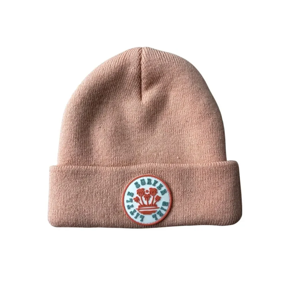 Little Surfer Girl Light Pink Knit Beanie